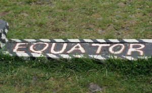 Sign in the ground showing the equator